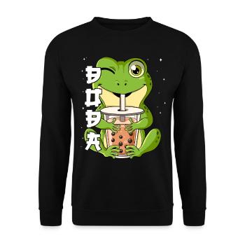 Boba Tea Frosch Bubble Tea - Unisex Pullover - Schwarz - Vorne - Alina (178cm) & Michal (187cm)