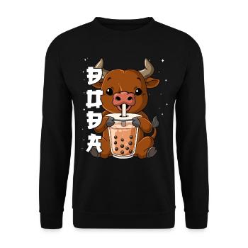 Boba Tea Ochse Bubble Tea - Unisex Pullover - Schwarz - Vorne - Alina (178cm) & Michal (187cm)