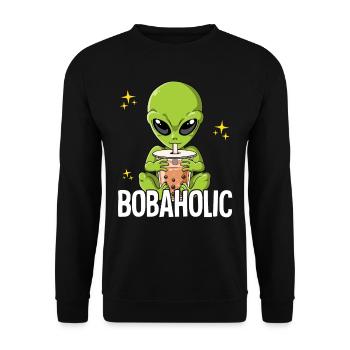 Bubble Tea Alien Boba Tea Bobaholic - Sweat-shirt Unisexe - noir - Devant - Alina (178cm) & Michal (187cm)
