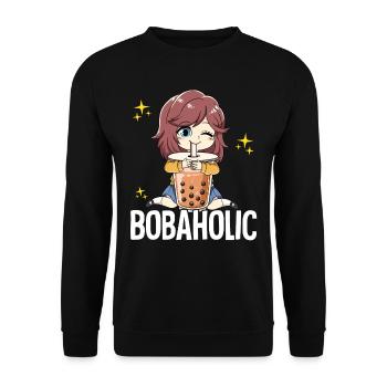 Bubble Tea Anime Girl Boba Tea Bobaholic - Sweat-shirt Unisexe - noir - Devant - Alina (178cm) & Michal (187cm)