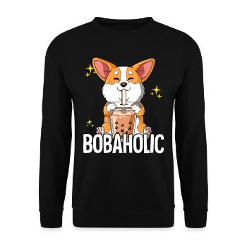 Bubble Tea Corgi Dog Boba Tea Bobaholic - Unisex Sweatshirt - black - Front - Alina (178cm) & Michal (187cm)