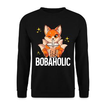 Kit de thé à bulles Boba Thé Bobaholic - Sweat-shirt Unisexe - noir - Devant - Alina (178cm) & Michal (187cm)