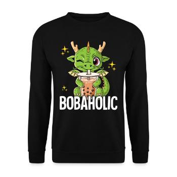 Bubble Tea Dragon Boba Tea Bobaholic - Sweat-shirt Unisexe - noir - Devant - Alina (178cm) & Michal (187cm)
