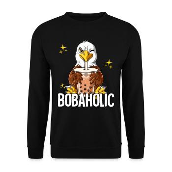 Bubble Tea Adler Boba Tea Bobaholic - Unisex Sweatshirt - black - Front - Alina (178cm) & Michal (187cm)