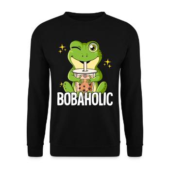 Bubble Tea Frog Boba Tea Bobaholic - Sweat-shirt Unisexe - noir - Devant - Alina (178cm) & Michal (187cm)