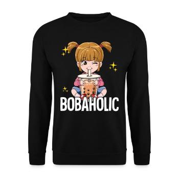 Bubble Tea Girl Boba Tea Bobaholic - Sweat-shirt Unisexe - noir - Devant - Alina (178cm) & Michal (187cm)