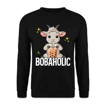 Bubble Tea Chèvre Boba Tea Bobaholic - Sweat-shirt Unisexe - noir - Devant - Alina (178cm) & Michal (187cm)