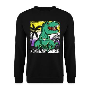 Pride LGBTQ Nonbinary Saurus Costume Pride Month - Unisex Sweatshirt - black - Front - Alina (178cm) & Michal (187cm)
