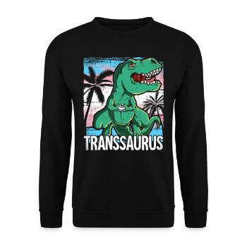 Pride LGBTQ Transsaurus Kostüm Pride Month - Unisex Pullover - Schwarz - Vorne - Alina (178cm) & Michal (187cm)