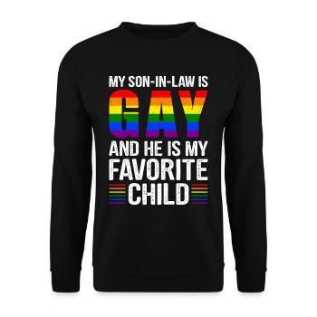 Mein Schwiegersohn ist schwul und ich liebe ihn - Unisex Pullover - Schwarz - Vorne - Alina (178cm) & Michal (187cm)