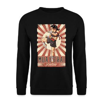 Muay Thai - Unisex Pullover - Schwarz - Vorne - Alina (178cm) & Michal (187cm)