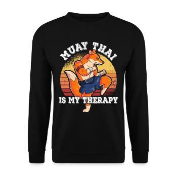 Muay Thai Is My Therapy - Unisex Pullover - Schwarz - Vorne - Alina (178cm) & Michal (187cm)