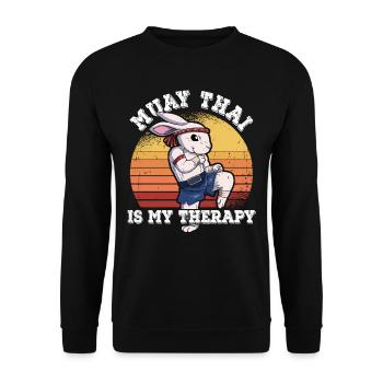 Muay Thai Is My Therapy - Unisex Pullover - Schwarz - Vorne - Alina (178cm) & Michal (187cm)