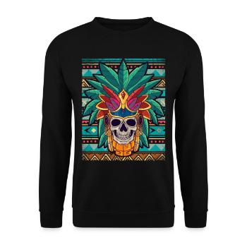 Mexican Aztec warrior Aztecs - Unisex Sweatshirt - black - Front - Alina (178cm) & Michal (187cm)