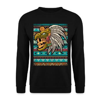 Mexican Aztec warrior Aztecs - Unisex Sweatshirt - black - Front - Alina (178cm) & Michal (187cm)
