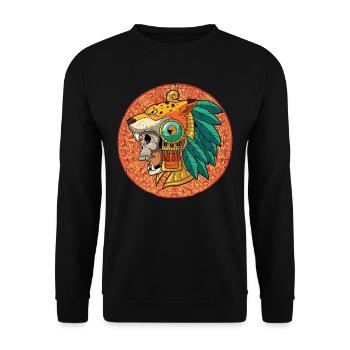 Mexican Aztec warrior Aztecs - Unisex Sweatshirt - black - Front - Alina (178cm) & Michal (187cm)