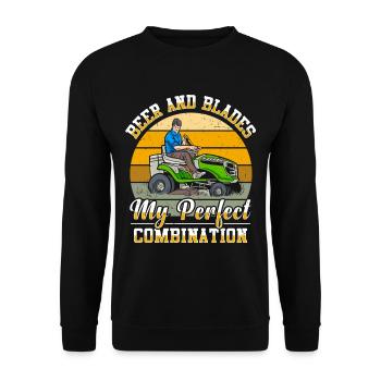 Rasenmähen Rasenmäher Gärtner Gartenarbeit - Unisex Pullover - Schwarz - Vorne - Alina (178cm) & Michal (187cm)