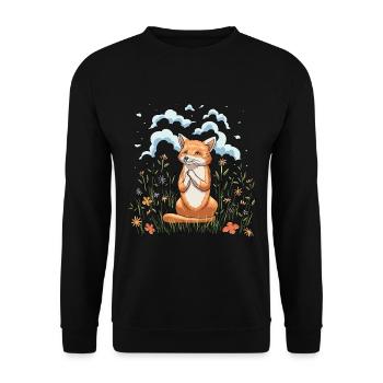 Fox Lover Cottagecore Esthétique Fleur Animal - Sweat-shirt Unisexe - noir - Devant - Alina (178cm) & Michal (187cm)
