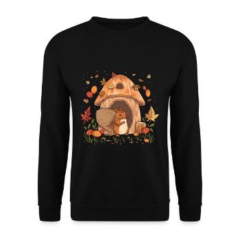Eichhörnchen-Liebhaber Cottagecore Ästhetisches - Unisex Pullover - Schwarz - Vorne - Alina (178cm) & Michal (187cm)