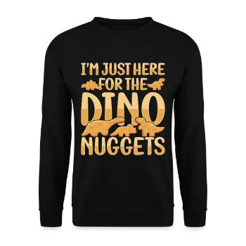 Ich mag mein Huhn in Dinosaurierform - Unisex Pullover - Schwarz - Vorne - Alina (178cm) & Michal (187cm)