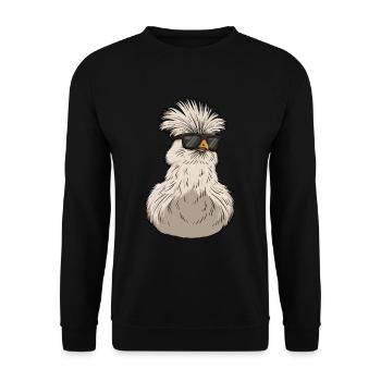 Silkie Smooth Chinese Silk Chicken - Unisex Sweatshirt - black - Front - Alina (178cm) & Michal (187cm)