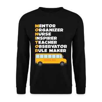 School Bus Monitor Bus Attendant School Transport - Unisex Sweatshirt - black - Front - Alina (178cm) & Michal (187cm)
