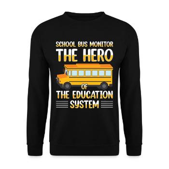 School Bus Monitor Bus Attendant School Transport - Unisex Sweatshirt - black - Front - Alina (178cm) & Michal (187cm)