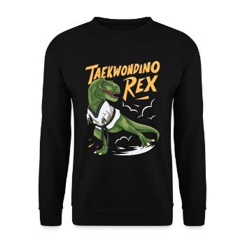 Taekwondino Rex Dinosaurier-Liebhaber T-rex - Unisex Pullover - Schwarz - Vorne - Alina (178cm) & Michal (187cm)