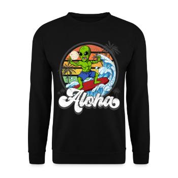 Aloha Hawaiian Hawaiian Surfer Surfing - Sweat-shirt Unisexe - noir - Devant - Alina (178cm) & Michal (187cm)