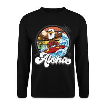 Aloha Hawaiian Hawaiian Surfer Surfing - Sweat-shirt Unisexe - noir - Devant - Alina (178cm) & Michal (187cm)