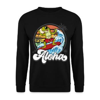 Aloha Hawaiian Hawaiian Surfer Surfing - Sweat-shirt Unisexe - noir - Devant - Alina (178cm) & Michal (187cm)