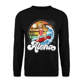 Aloha Hawaïen Hawaïen Surfeur Surf - Sweat-shirt Unisexe - noir - Devant - Alina (178cm) & Michal (187cm)