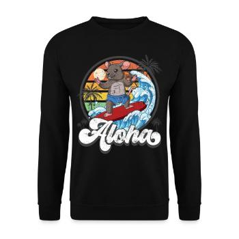 Aloha Hawaïen Hawaïen Surfeur Surf - Sweat-shirt Unisexe - noir - Devant - Alina (178cm) & Michal (187cm)