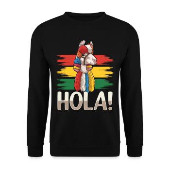 Bolivien Flagge Bolivianische Alpaka-liebhaber - Unisex Pullover - Schwarz - Vorne - Alina (178cm) & Michal (187cm)