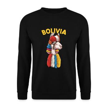 Bolivien Flagge Bolivianische Alpaka-liebhaber - Unisex Pullover - Schwarz - Vorne - Alina (178cm) & Michal (187cm)