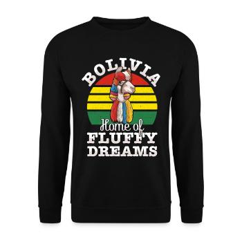 Bolivien Flagge Bolivianische Alpaka-liebhaber - Unisex Pullover - Schwarz - Vorne - Alina (178cm) & Michal (187cm)