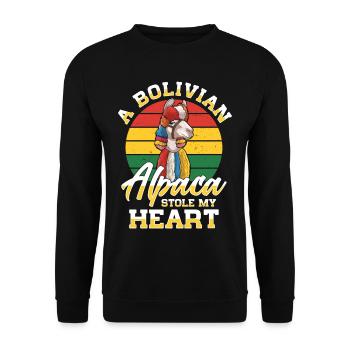 Bolivien Flagge Bolivianische Alpaka-liebhaber - Unisex Pullover - Schwarz - Vorne - Alina (178cm) & Michal (187cm)