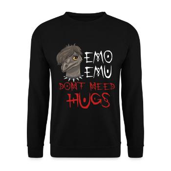 Emo Boy Emo Girl Emu Vogel Emocore Punk Ästhetik - Unisex Pullover - Schwarz - Vorne - Alina (178cm) & Michal (187cm)
