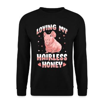 Cochon d’Inde sans poils Cochon maigre - Sweat-shirt Unisexe - noir - Devant - Alina (178cm) & Michal (187cm)