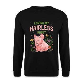 Cochon d’Inde sans poils Cochon maigre - Sweat-shirt Unisexe - noir - Devant - Alina (178cm) & Michal (187cm)