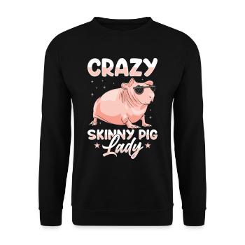 Cochon d’Inde sans poils Cochon maigre - Sweat-shirt Unisexe - noir - Devant - Alina (178cm) & Michal (187cm)