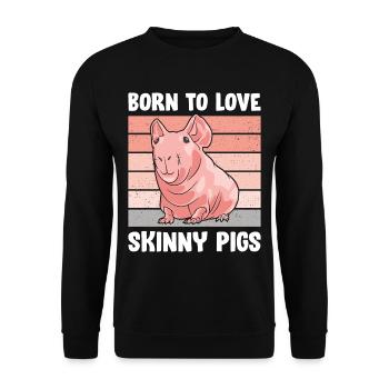 Cochon d’Inde sans poils Cochon maigre - Sweat-shirt Unisexe - noir - Devant - Alina (178cm) & Michal (187cm)