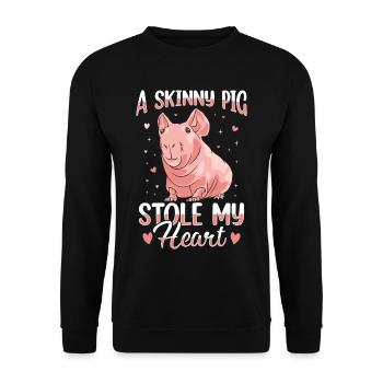 Cochon d’Inde sans poils Cochon maigre - Sweat-shirt Unisexe - noir - Devant - Alina (178cm) & Michal (187cm)
