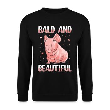 Cochon d’Inde sans poils Cochon maigre - Sweat-shirt Unisexe - noir - Devant - Alina (178cm) & Michal (187cm)