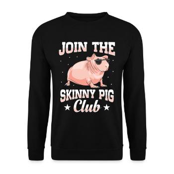 Haarloses Meerschweinchen, Dünnes Schwein, - Unisex Pullover - Schwarz - Vorne - Alina (178cm) & Michal (187cm)