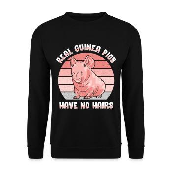 Cochon d’Inde sans poils Cochon maigre - Sweat-shirt Unisexe - noir - Devant - Alina (178cm) & Michal (187cm)