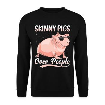 Cochon d’Inde sans poils Cochon maigre - Sweat-shirt Unisexe - noir - Devant - Alina (178cm) & Michal (187cm)