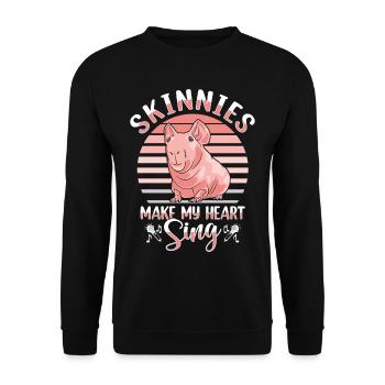 Cochon d’Inde sans poils Cochon maigre - Sweat-shirt Unisexe - noir - Devant - Alina (178cm) & Michal (187cm)