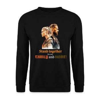 Viking couple stands close together and fights! - Unisex Sweatshirt - black - Front - Alina (178cm) & Michal (187cm)
