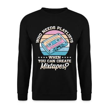 Vintage Musikliebhaber Retro Kassettenband 80er - Unisex Pullover - Schwarz - Vorne - Alina (178cm) & Michal (187cm)